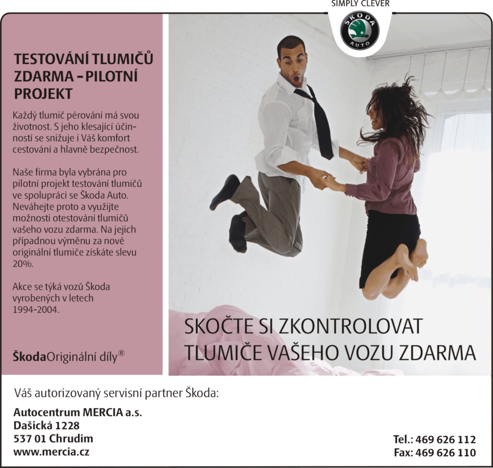 Testování tlumičů zdarma - pilotní projekt