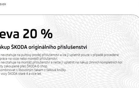 Sleva 20% na originální příslušenství ŠKODA… i to je „Šeková knížka plná slev“